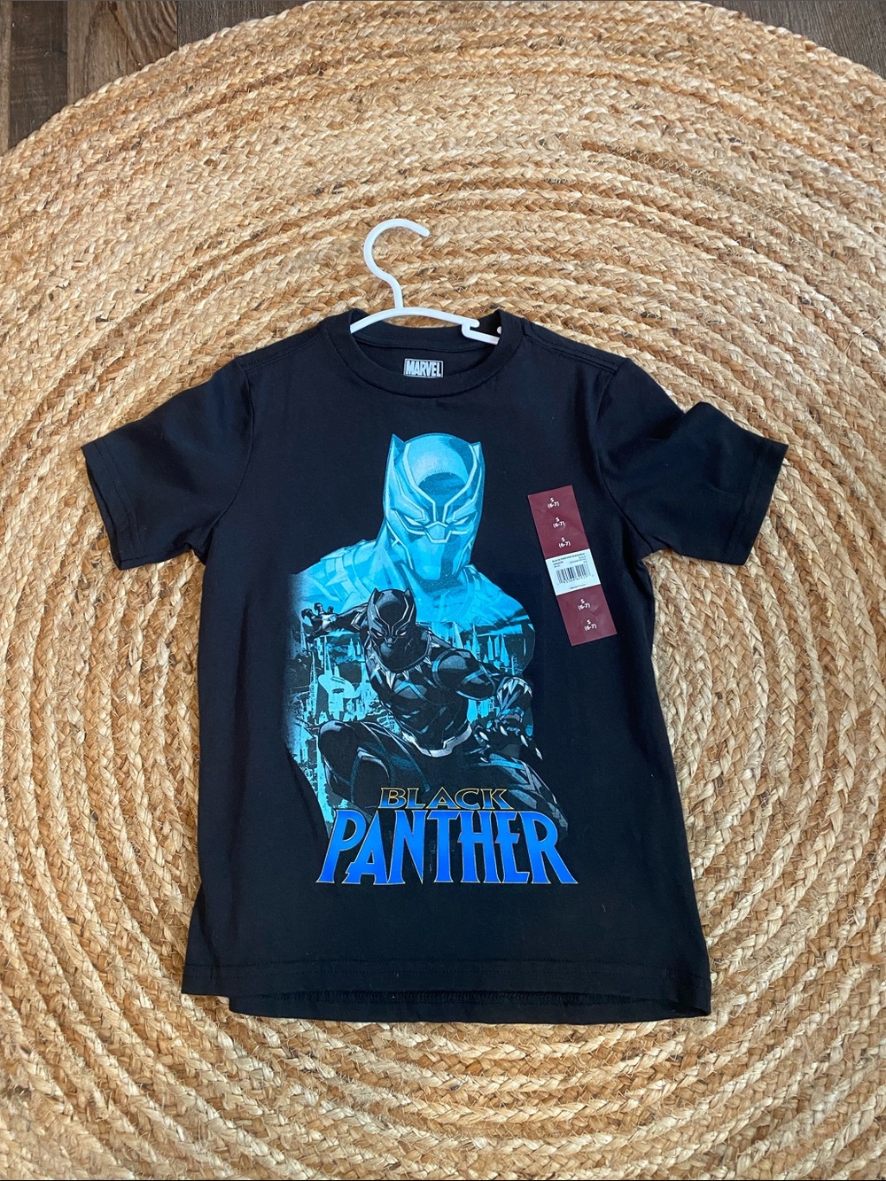 Marvel Black and Blue Black Panther Graphic Tee Small 6-7